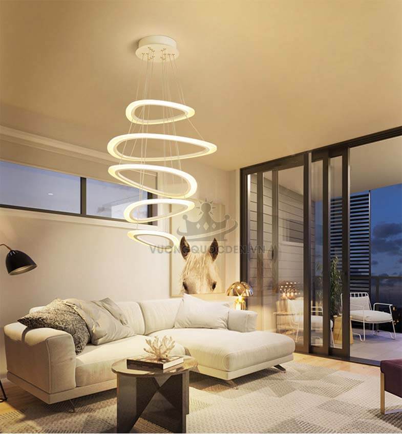 15 mẫu đèn thả trần phòng khách hiện đại